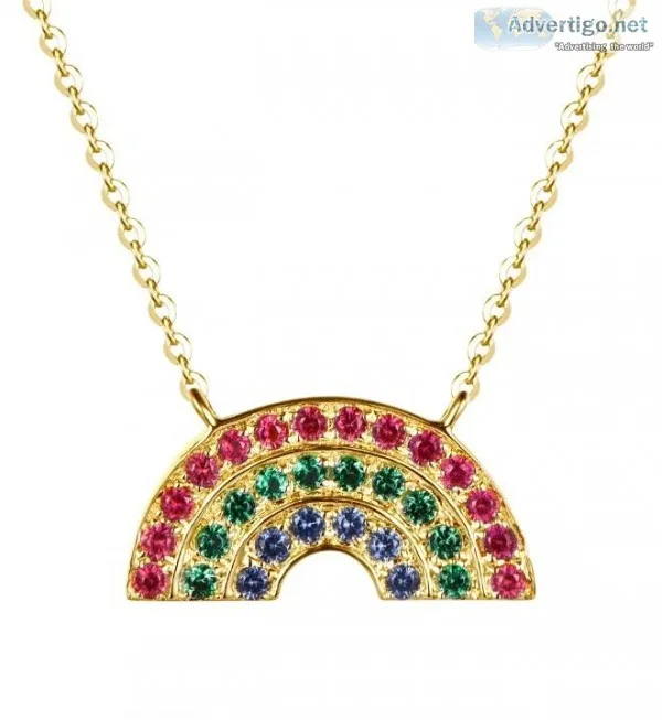 Look Charming with Gold Rainbow Necklace