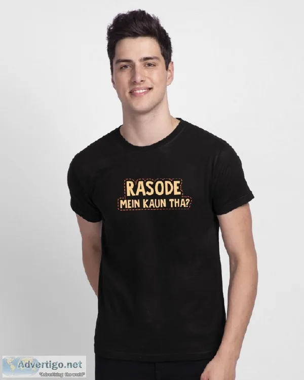 Buy Binod Tha Black Printed Half Sleeve T-Shirt For Men Online I