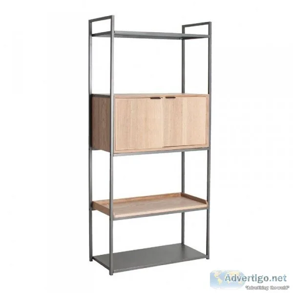 Vernon 84cm Wooden Bookcase With Cupboard For Sale
