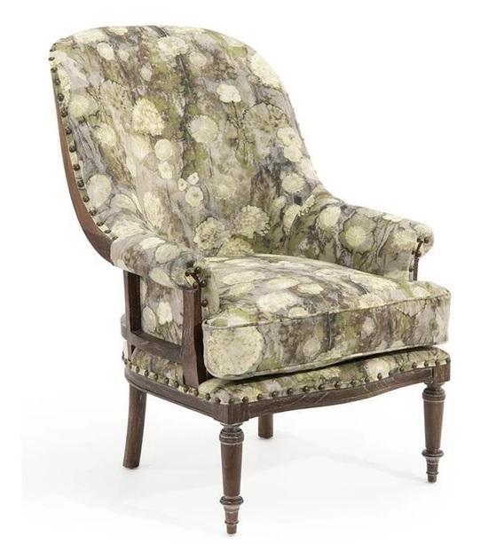 John Richard Fanback Exposed Wood Occasional Chair  Luxury Accen
