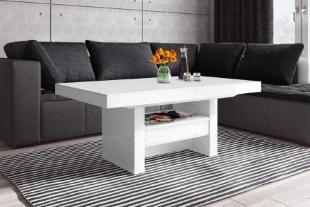 Shop Parma High Gloss White Adjustable Coffee Table 120cm