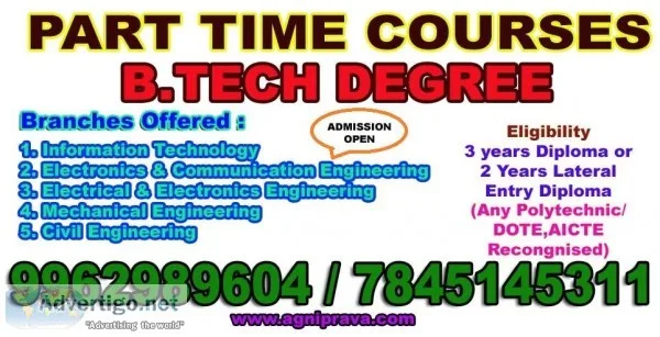 PART TIME COURSES EVENING COLLEGE ADMISSION FOR B.TECH M.TECH CO