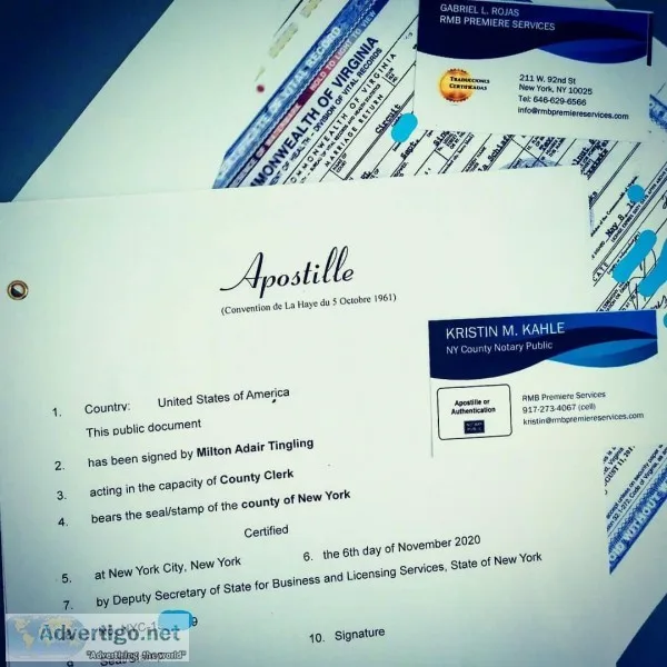 NYC APOSTILLE SERVICES FOR ALL U.S. DOCUMENTS (Legal Corporate a