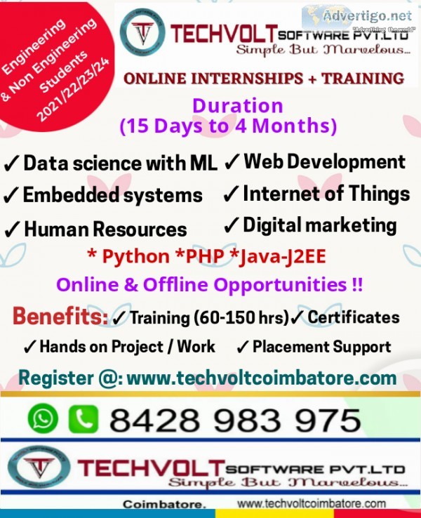 Final Year Internship  College Student  Data Science Internship 