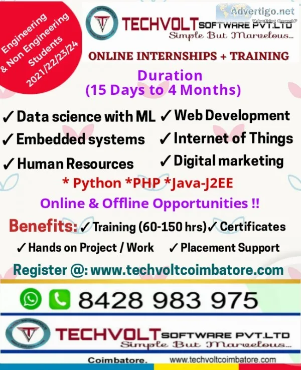 Final Year Internship  College Student  Data Science Internship 