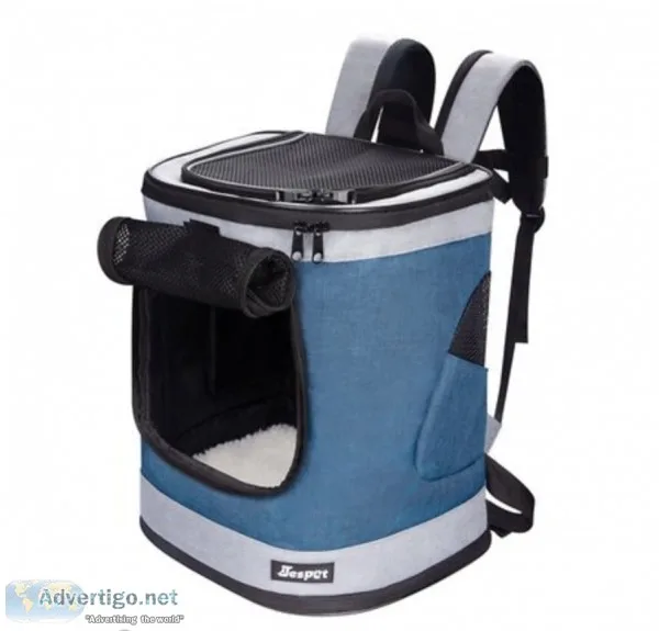 JesPet Dog and Cat Carrier Backpack Dark Blue 17-in
