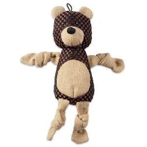 BEAR WITH SQUEAKER BURLAP PET TOY CAMZ38193S