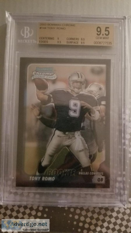 2003 BOWMAN CHROME TONY ROMO RC BGS 9.5