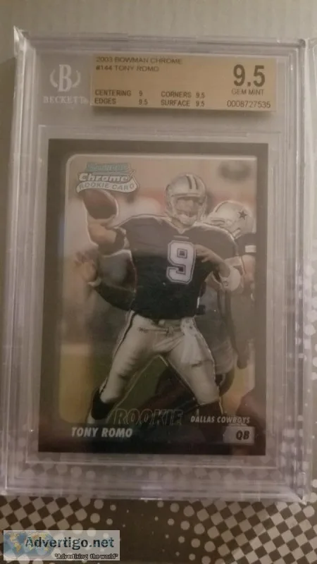 2003 BOWMAN CHROME TONY ROMO RC BGS 9.5