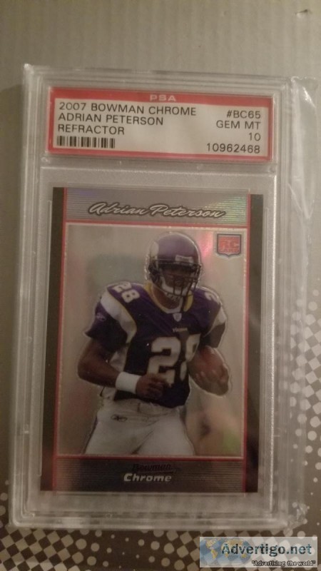 2007 BOWMAN CHROME REFRACTOR ADRIAN PETERSON RC PSA 10