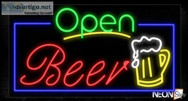 Open Beer With Mug Logo And Blue Border