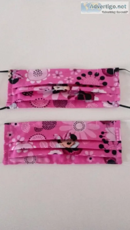 Pleated Minnie Mouse Child Size Face Mask W Filter Pocket Nose W
