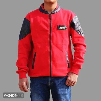 Men s Fleece Self Pattern Front Open Jacket