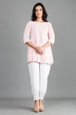 Shop Chikan Peplum Kurti with Tulip Salwar for Women Online