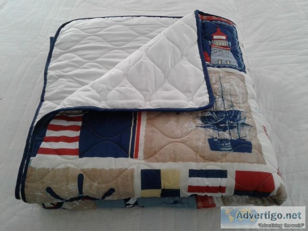 NAUTICAL COASTAL BEACH COMFORTER BLANKET-NEW