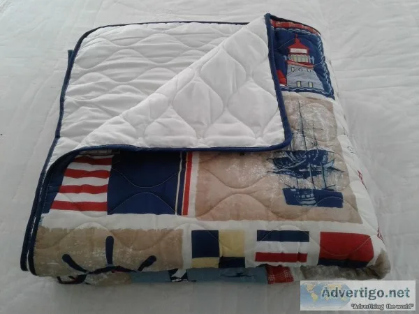 NAUTICAL COASTAL BEACH COMFORTER BLANKET-NEW