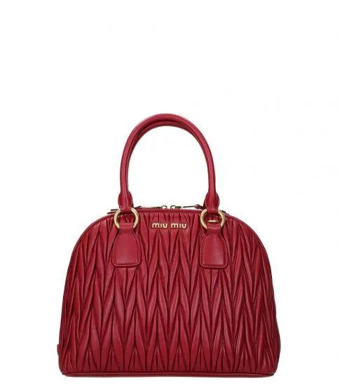 MIU MIU Red Matelasse Logo Small Satchel at Darveys