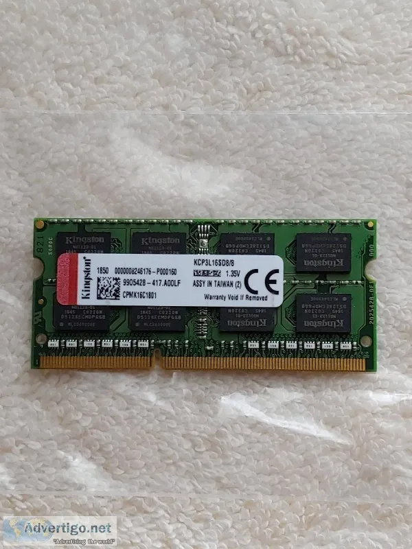 New Kingston 8 GB Laptop Memory 204-Pin DDR3 SO-DIMM 1600 - 45 (