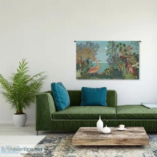 BUY ONLINE PAYSAGE HERON LAC FORET FRENCH WALL TAPESTRY