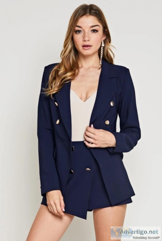 Madison Navy Blue Blazer and Short Set