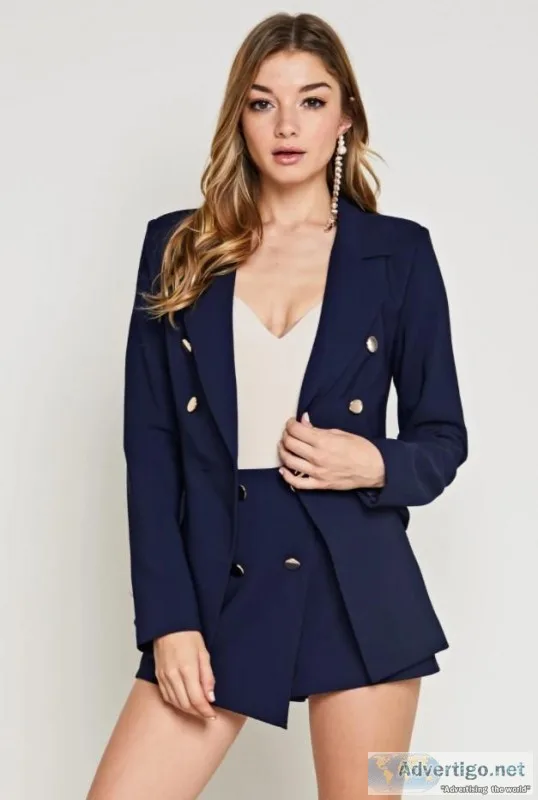 Madison Navy Blue Blazer and Short Set