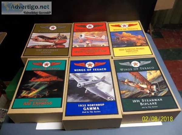 WINGS OF TEXACO SERIES OF 6 TEXACO PLANES DIE CAST BANKS - MINT 