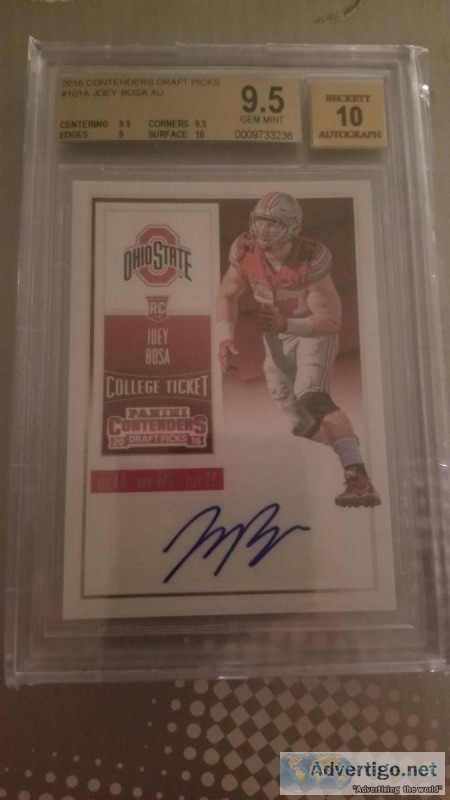 2016 CONTENDERS DRAFT PICKS AUTO JOEY BOSA RC BGS 9.5 AUTO 10