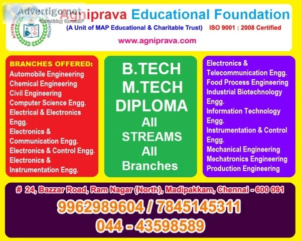 ADMISSION B.TECH - UGC AICTE APPROVED UNIVERSITY IN TAMILNADU EL