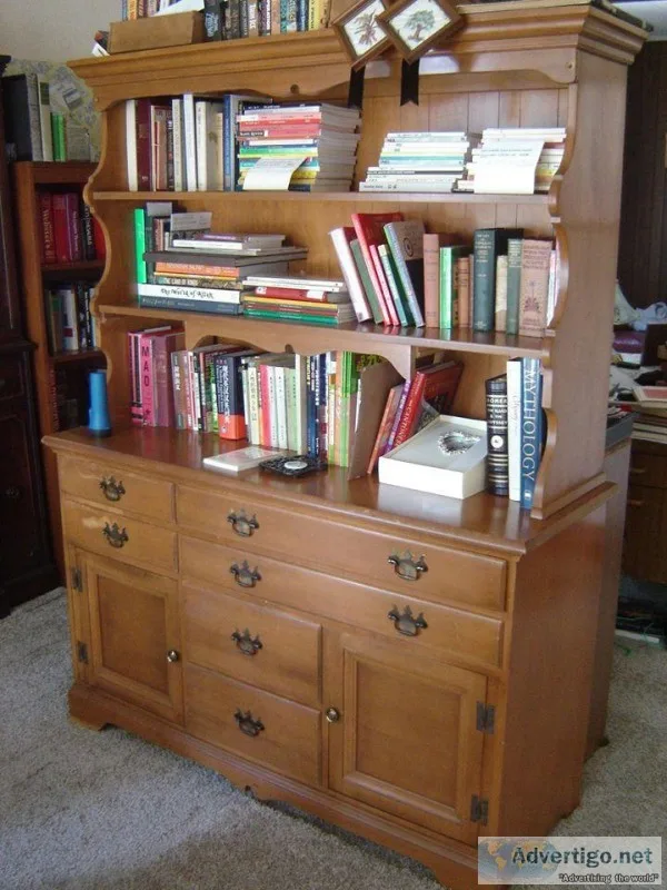 antique CHINA CABINET 200. and mid-century BUFFET. 100.