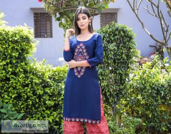 Blue Kurta with off white plazzo pant