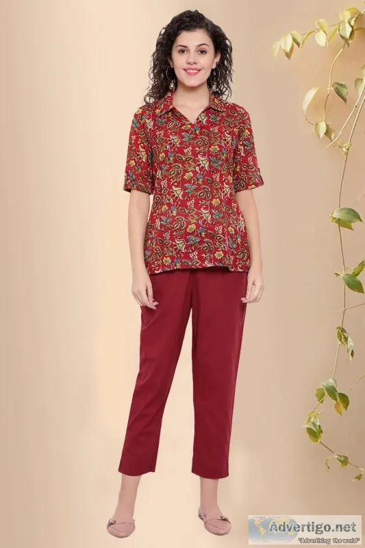 Block Print Cotton Top  - Rose Shree