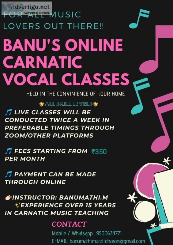 Online Vocal Carnatic Music Classes