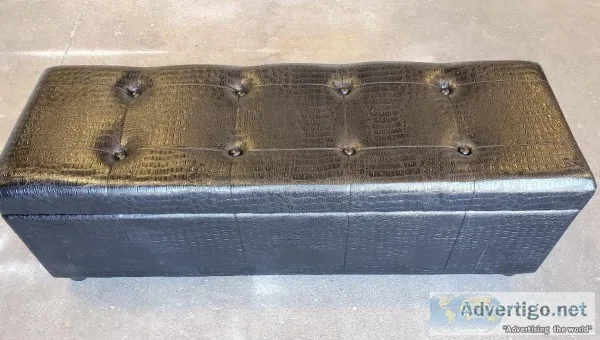 Black Leatherette Finish Upholstered Storage Bench 