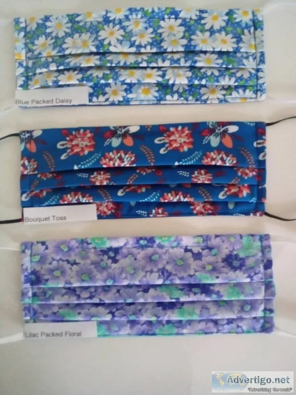 Pleated Adult Size Floral Face Masks W Filter Pocket Nose Wire E
