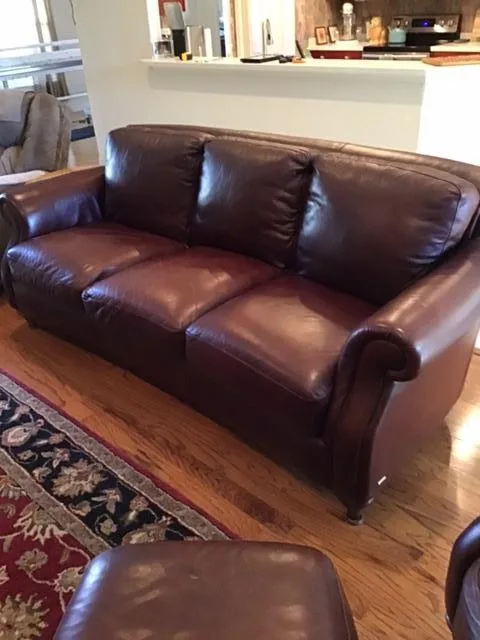 Natuzzi Leather Sofa Chair and Ottoman