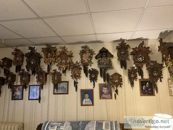 Cuckoo musical and grandfather clocks