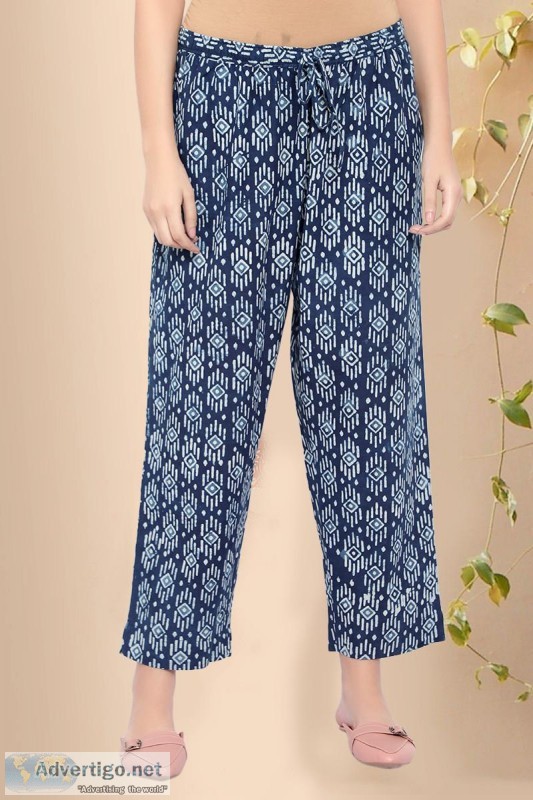 Cotton Block print Tapered pant- Rose Shree