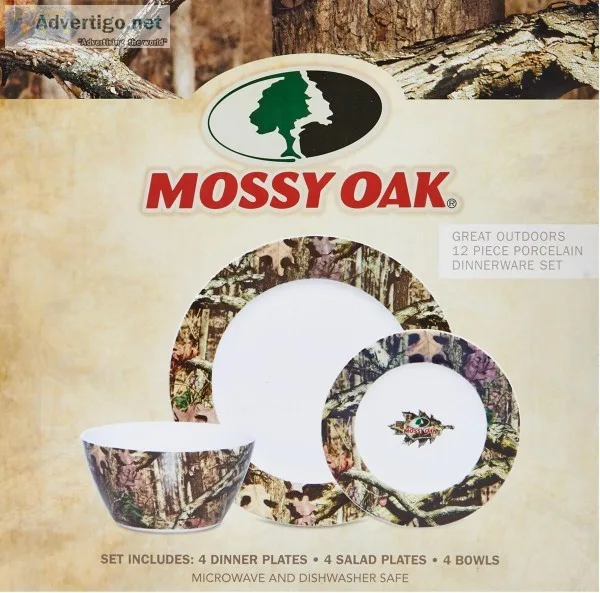 Mossy Oak Break-Up Infinity 12-Piece Dinnerware Set  Casual 12-p