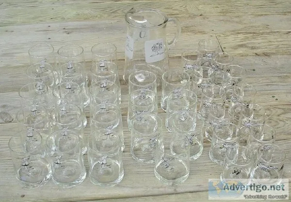 36 Pc Marathon Gas - BC Cartoon - Promo Glasses and Pitcher 1970