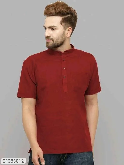 Shrenim Cotton Blend Solid Half Sleeves T-Shirt