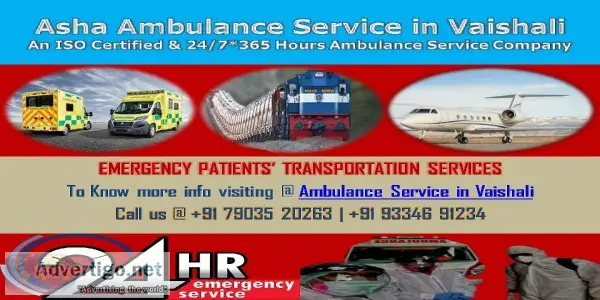 Book an ISO Certified ICU Ambulance Service in Vaishali  ASHA