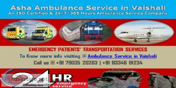 Book an ISO Certified ICU Ambulance Service in Vaishali  ASHA