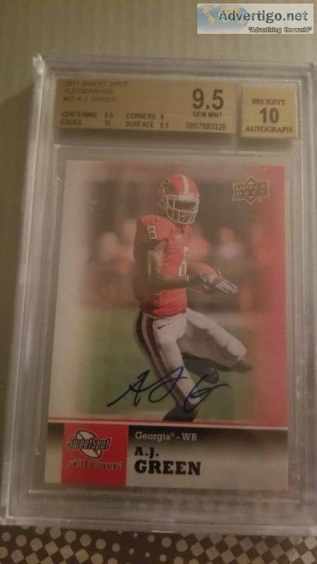 2011 SWEET SPOT AUTOGRAPHS A.J GREEN RC BGS 9.5 AU 10