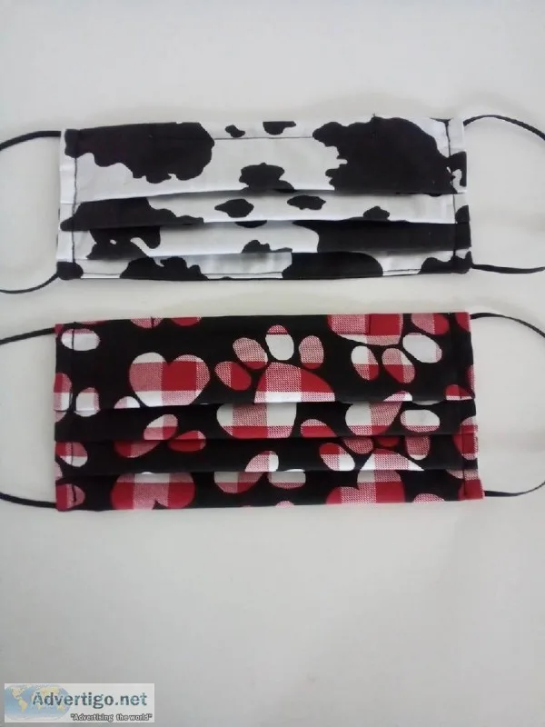 Animal Print Pleated Face Mask W Filter Pocket Nose Wire Ear Loo