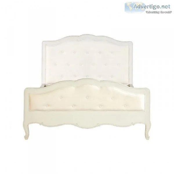 Francis Double White Wooden Bed For Sale  ChicParadisLux
