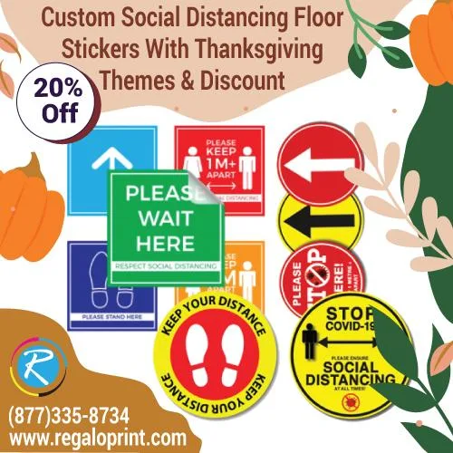 Custom Social Distancing Floor Stickers With Thanksgiving Themes