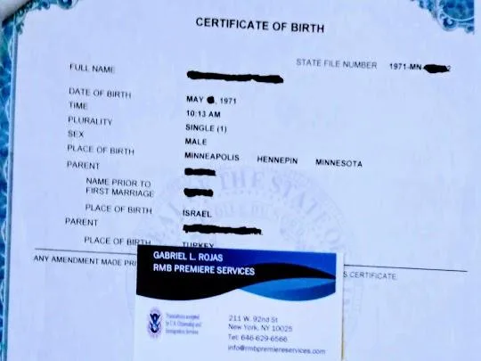 APOSTILLED NYC BIRTH CERTIFICATE TRANSLATION SERVICES