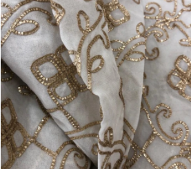 Embroidered velvet fabric