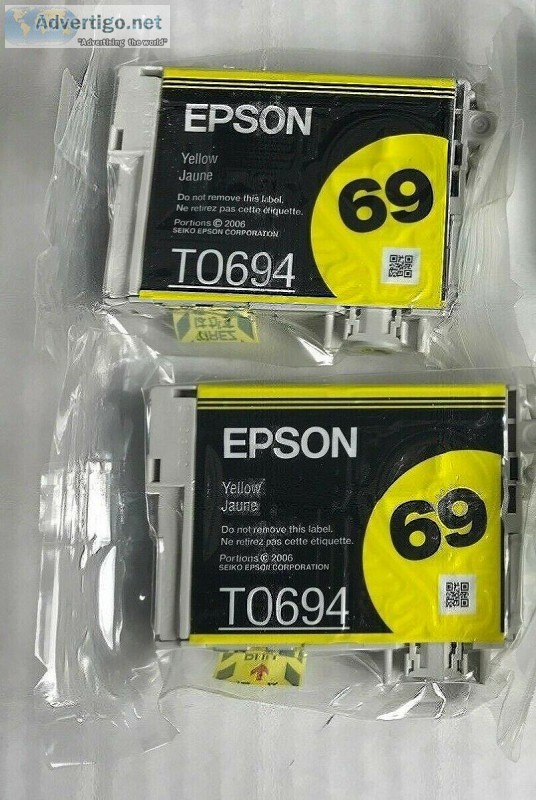 Two Genuine Epson TO694 Yellow Ink Cartridges (Sealed)