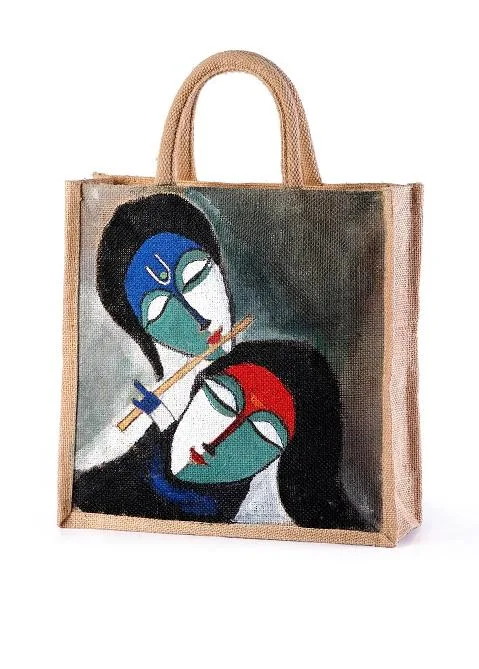 Jute Hand Painted Bags 100% eco-friendly bags with natural fiver